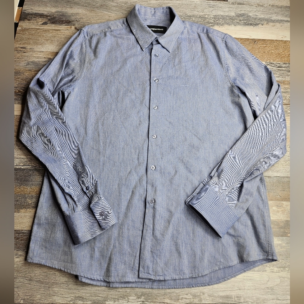 Adolfo Dominguez Men's Size XL Long Sleeve Button Down Shirt Blue